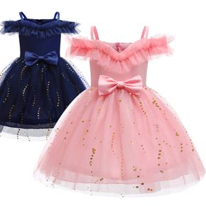 Pretty Kid Girl Bling Sequined Flounced Mesh Party Dress